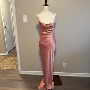 Alice & Olivia Pink Cowl Neck Tie Back Maxi Dress Size 0